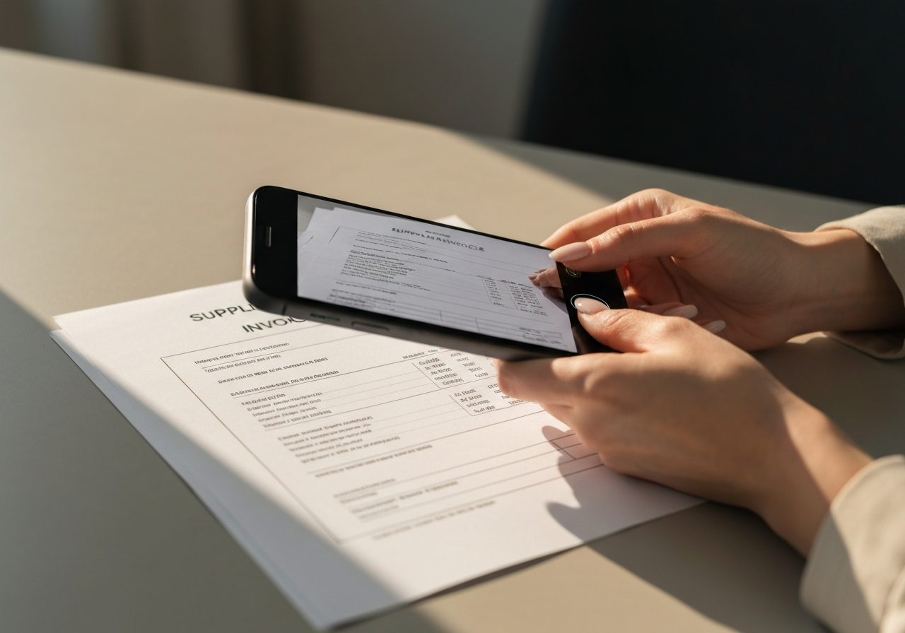 Photo de facture fournisseur avec téléphone